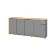 Credenza per soggiorno moderna, finitura Grigio grafite e Rovere