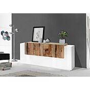 Credenza moderna 6 ante e una ribalta in Bianco lucido e Pero