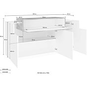 Offerta credenza moderna 3 ante, 1 ribalta in Bianco lucido e Pero