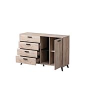 Madia moderna 4 cassetti e un'anta, Rovere grigio e Nero