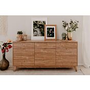 Credenza di design in finitura bamboo con tre ante e tre cassetti
