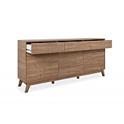 Credenza di design in finitura bamboo con tre ante e tre cassetti