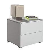 Comodino moderno con 2 cassetti in Bianco laccato lucido