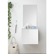 Mobile da ingresso con specchio, colore bianco lucido