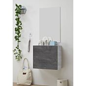 Mobile da ingresso con specchio, finitura ossido e beton