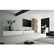 Parete attrezzata moderna di design cadiz e bianco lucido - 422x200 cm