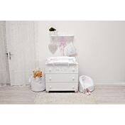 Lettino neonati Paddington con decorazione e ruote, finitura Bianco