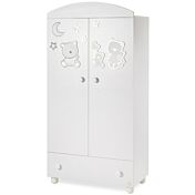 Lettino neonati Paddington con decorazione e ruote, finitura Bianco