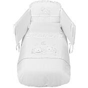 Lettino neonati Paddington con decorazione e ruote, finitura Bianco