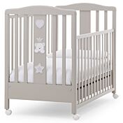 Culla moderna Baloo con ruote, finitura Choco con decori