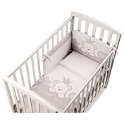 Culla moderna Baloo con ruote, finitura Choco con decori