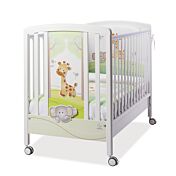 Culla neonati Melman bianca con ruote e decori colorati