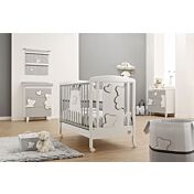 Lettino per neonati Winnie, bianco e Grey con decori orsetto