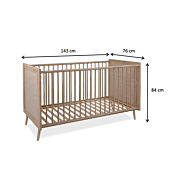Culla per bambini in finitura Quercia con pannello effetto Rafia