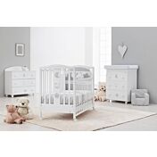 Culla moderna Grizzly con ruote, finitura bianco con decori grigi Zenzero Shop