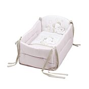 Culla Orsetto con decorazione e ruote, finitura Bianco