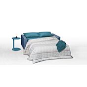 Divano letto moderno a 3 posti con larghi braccioli in finitura Ceruleo