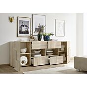 Credenza Moderna, Madia di Design, 2 ante e 4 cassetti, Rovere Samoa