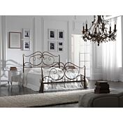 Letto matrimoniale in ferro marrone anticato oro