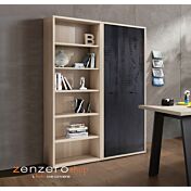 Librerie Leonardo con ante e ripiani in finitura Rovere e Nero chalet