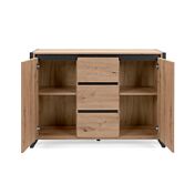 Credenza Madia industry 2 ante 3 cassetti, Rovere Nodato e struttura in Antracite