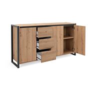 Madia in stile industry 3 ante 3 cassetti, finitura Rovere Nodato e struttura in Antracite