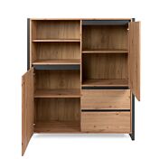 Credenza Madia industry 2 ante 2 cassetti, Rovere Nodato e struttura in Antracite