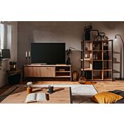 Soggiorno moderno stile Industry in finitura Antracite e Rovere nodato