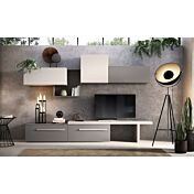 Parete attrezzata moderna Michigan in finitura Cachemire e Grigio londra