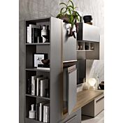 Parete attrezzata moderna Winnipeg in finitura Cachemire, Grigio londra e Noce naturale