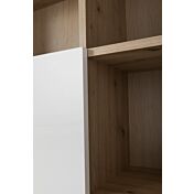 Libreria moderna da ufficio 2 ante,finitura Rovere e Bianco laccato