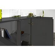 Credenza in appoggio in finitura antracite lucida con quattro ante