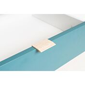 Offerta Madia Lavik con gambe in legno, 2 ante 2 cassetti, finitura Quercia, Bianca, Petrolio e Grigia