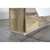 Economica Madia geometrica moderna 2 ante e 3 cassetti, Bianco lucido e Pero