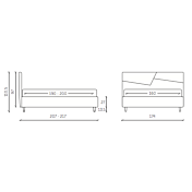 Letto contenitore Diadema in ecopelle in finitura grigio perla, tortora ed antracite