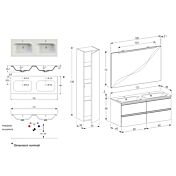 Arredo bagno completo, mobile con con lavabo integrato e 4 cassetti, Havasu 2