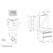 Mobiletto da bagno sospeso con lavabo integrato, Havasu 7