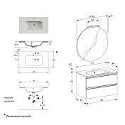 Offerta mobili bagno, mobile con lavabo integrato e 2 cassetti, Havasu 21