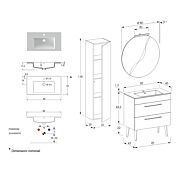 Mobile da bagno con lavabo integrato e piedini, Jog 3