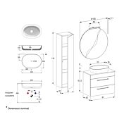 Mobile sospeso da bagno con 2 cassetti, Jog 3 Bis