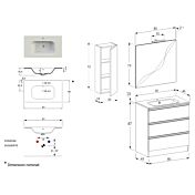 Mobile da bagno con lavabo integrato e 3 cassetti, Havasu 9