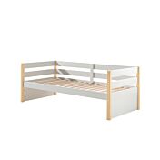 Letto in massello singolo per bambini, pino naturale e bianco