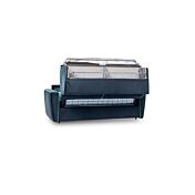 Divano letto Everest a 3 posti, in tessuto sfoderabile, colore Blu notte con filetto color Turchese