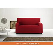 Divano 2 posti oppure divano letto 2 posti, tessuto sfoderabile in finitura rosso fuoco