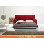 Divano 2 posti oppure divano letto 2 posti, tessuto sfoderabile in finitura rosso fuoco