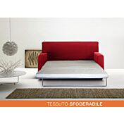 Divano 2 posti oppure divano letto 2 posti, tessuto sfoderabile in finitura rosso fuoco