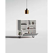 Madia moderna con un'anta e una ribalta in finitura Bianco altea e Graniglia scuro