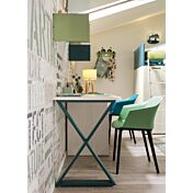 Scrivania con doppia postazione Moretti Compact, finitura Betulla, Flora e Pavone