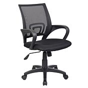 Poltrona operativa da ufficio con schienale rettangolare e braccioli, Nera