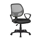 Poltrona operativa da ufficio con braccioli, Grigia e Nera